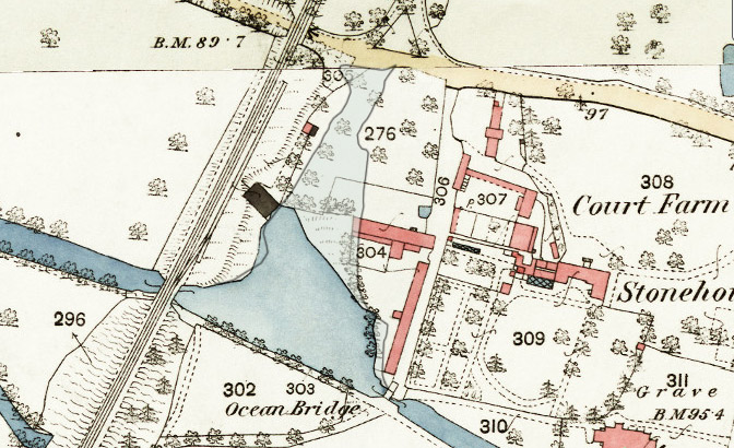 1839 Tithe Map superimposed on c1880 OS map