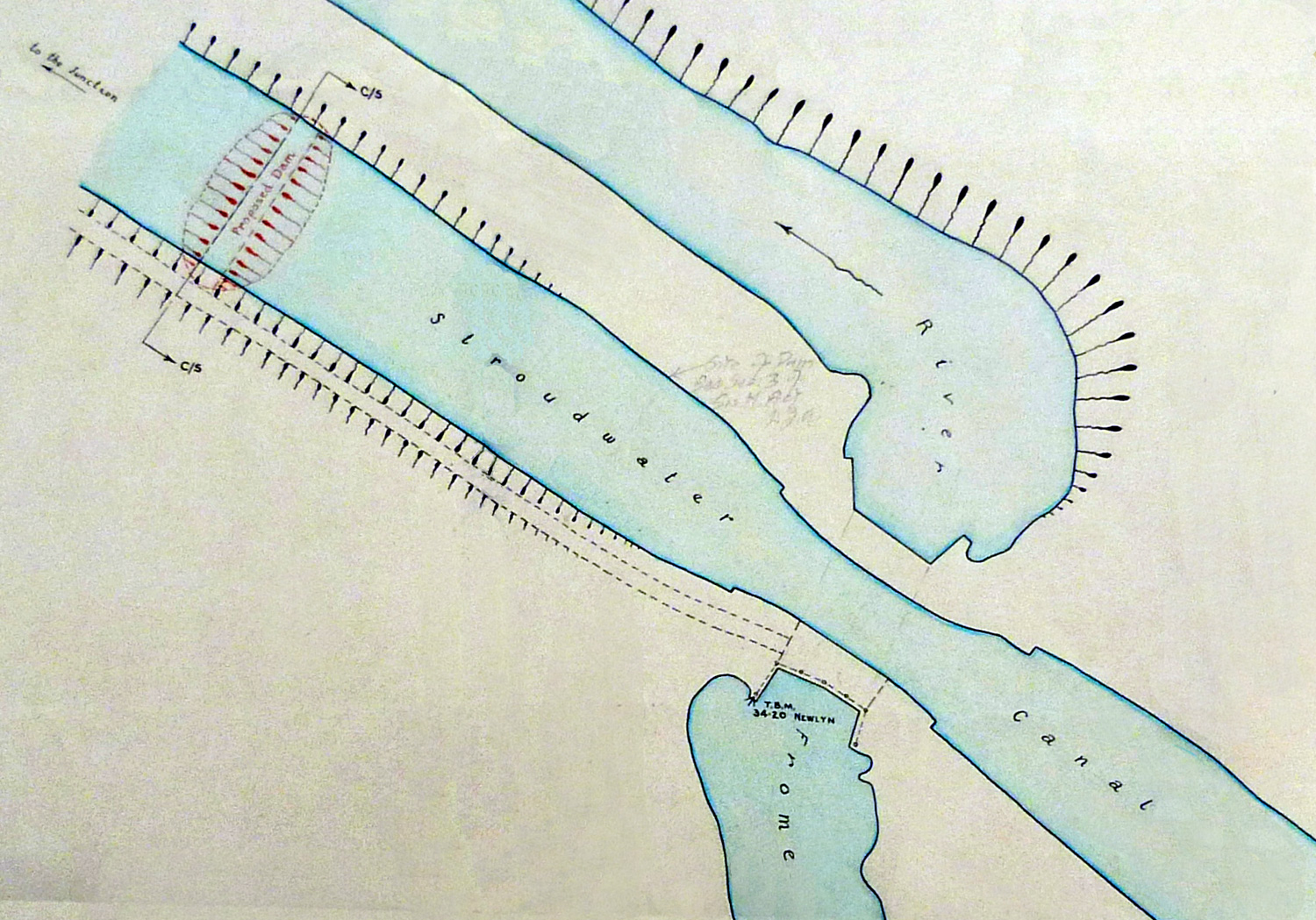 Plan of Whitminster Aqueduct 1955 (Glos Arch D1180/10/47)