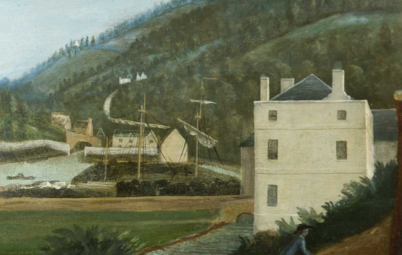 Right half of a painting of Brimscombe Port c1800 (Stroud Museum in the Park, 1961.24)