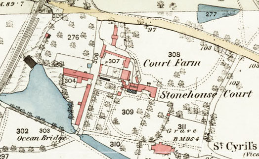 Court Farm beside the Ocean on the c1880s OS Map (National Library of Scotland)