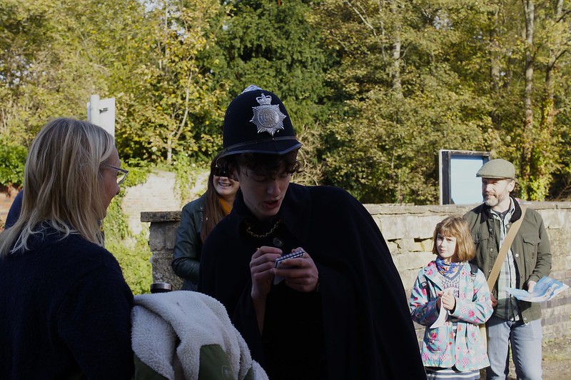 Isaac Thompson-Gibbs playing policeman investigating murder